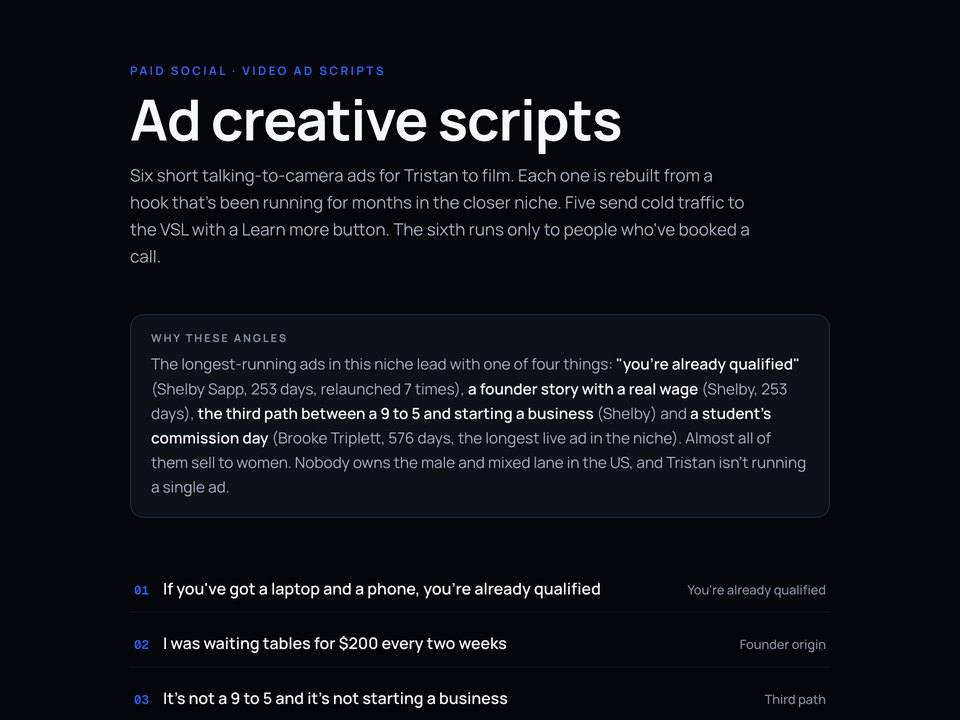 Ad creative scripts preview