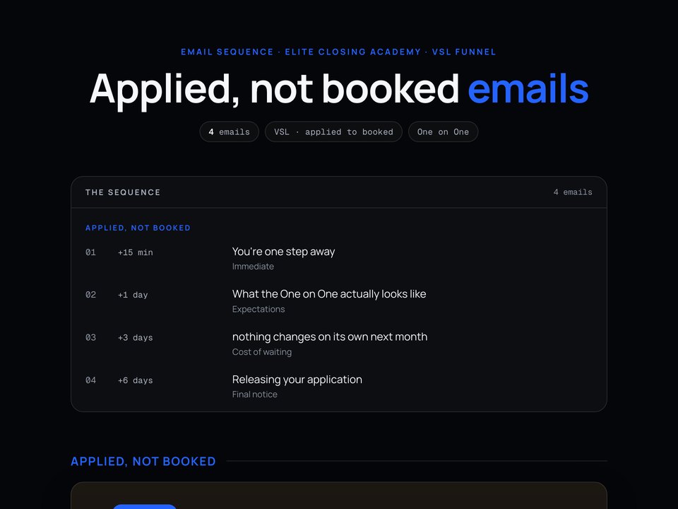 Applied, not booked preview